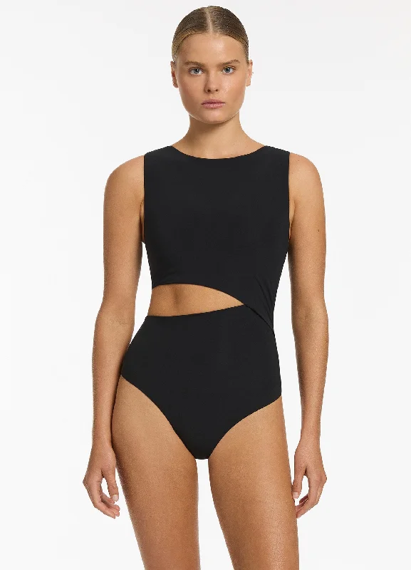 Jetset Cut Out Tank One Piece - Black